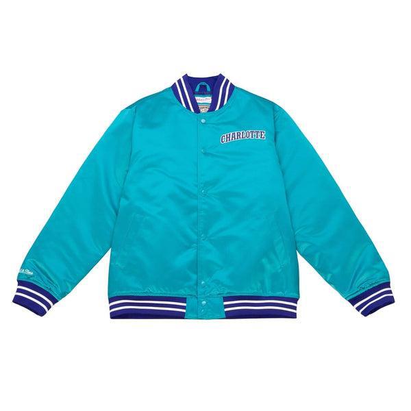 Mitchell & Ness Charlotte Hornets Heavyweight Satin Jacket Teal-Black Sheep Skate Shop