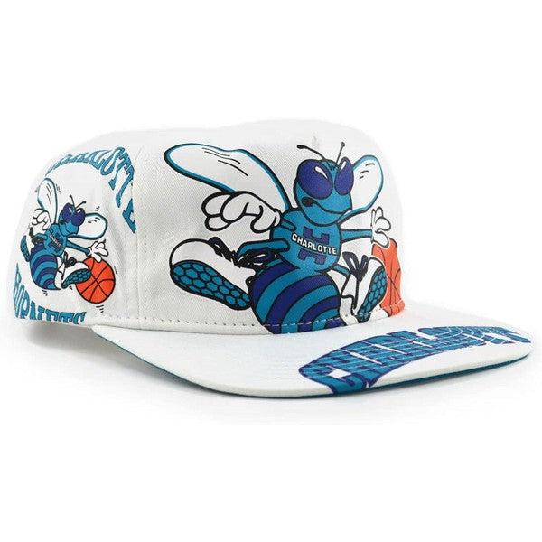 Mitchell & Ness Charlotte Hornets In Your Face Deadstock HWC Snapback Hat White-Black Sheep Skate Shop