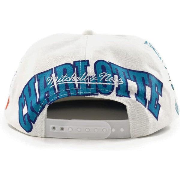 Mitchell & Ness Charlotte Hornets In Your Face Deadstock HWC Snapback Hat White-Black Sheep Skate Shop
