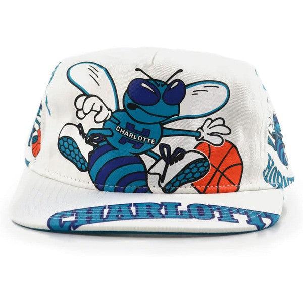 Mitchell & Ness Charlotte Hornets In Your Face Deadstock HWC Snapback Hat White-Black Sheep Skate Shop