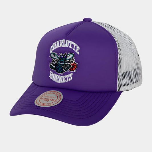 Mitchell & Ness Charlotte Hornets Off The Backboard Retro Trucker HWC Snapback Hat-Black Sheep Skate Shop