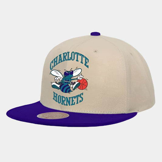 Mitchell & Ness Charlotte Hornets Sail 2 Tone HWC Snapback Hat Cream - Purple - Teal-Black Sheep Skate Shop