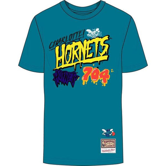 Mitchell & Ness Charlotte Hornets Slap Sticker T-Shirt Teal-Black Sheep Skate Shop