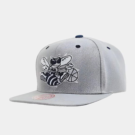 Mitchell & Ness Charlotte Hornets The District HWC Snapback Hat Grey - Navy-Black Sheep Skate Shop