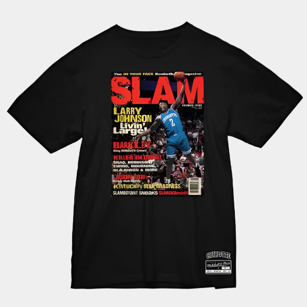 Mitchell & Ness NBA Larry Johnson Slam Cover T-Shirt Black-Black Sheep Skate Shop