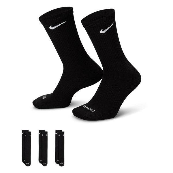 Nike Everyday Cushioned Crew Socks 3-Pack Black-Black Sheep Skate Shop