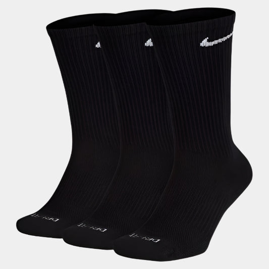 Nike Everyday Cushioned Crew Socks 3-Pack Black-Black Sheep Skate Shop