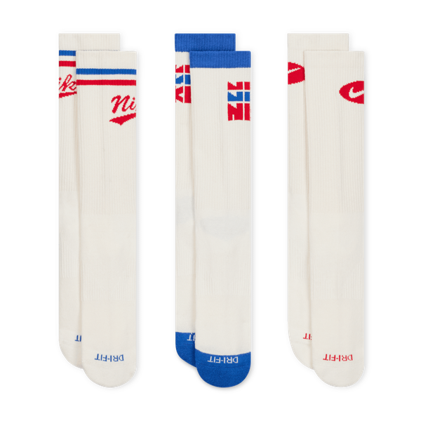 Nike Everyday Plus Cushioned Training Crew Socks 3-Pack White - Red - Blue-Black Sheep Skate Shop