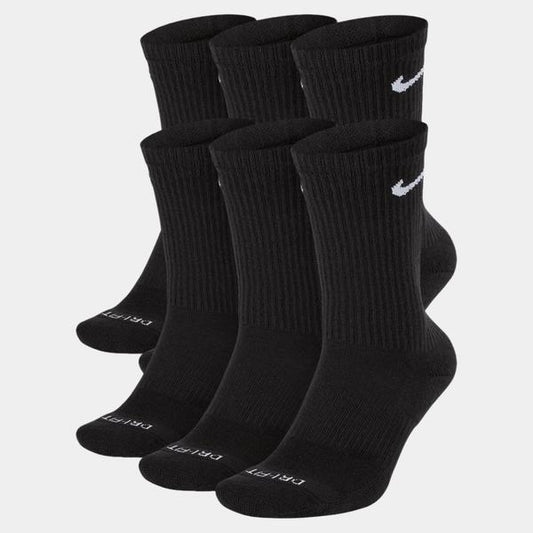Nike Everyday Plus Cushioned Training Crew Socks 6-Pack Black-Black Sheep Skate Shop