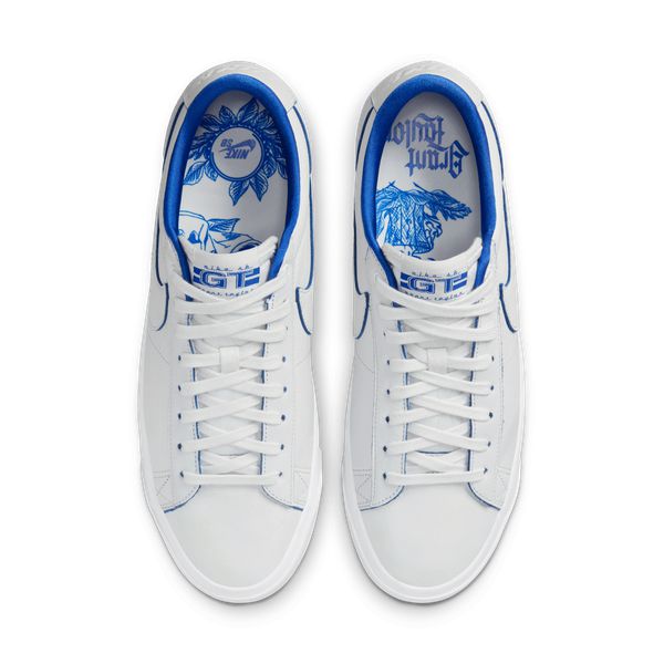 Nike SB Grant Taylor 20 Years Blazer Low Pro GT Premium Summit White - Game Royal-Black Sheep Skate Shop