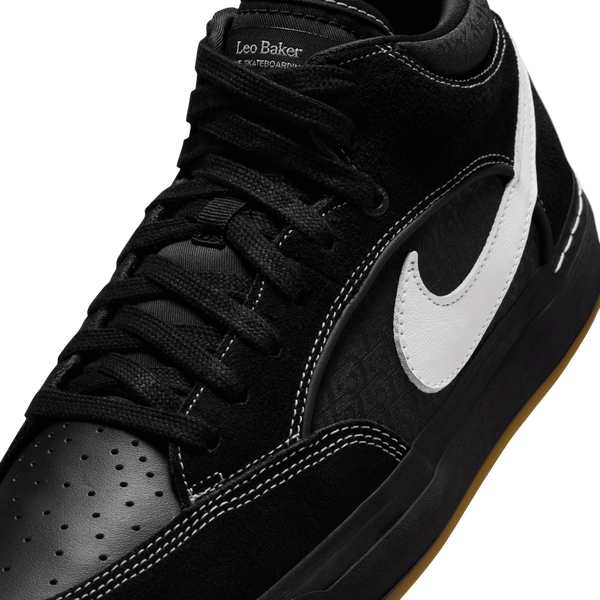 Nike SB React Leo Baker Skate Shoe Black - White - Gum - Light Brown-Black Sheep Skate Shop