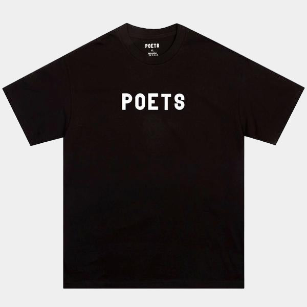 Poets Brand OG Flocked Logo Tee Black - White-Black Sheep Skate Shop
