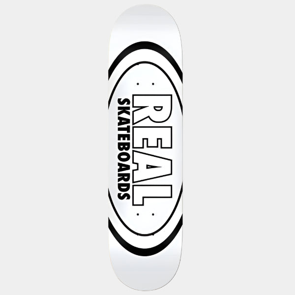 Real Skateboards Classic Oval Deck 8.38" White-Black Sheep Skate Shop