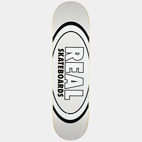 Real Skateboards Easy Rider Oval Deck 8.5" White Glitter-Black Sheep Skate Shop