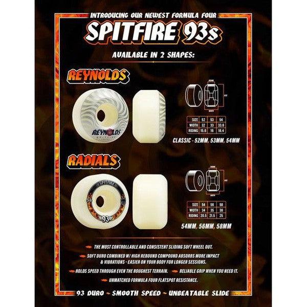 Spitfire Formula Four Radials Wheels 93du 58mm Natural-Black Sheep Skate Shop