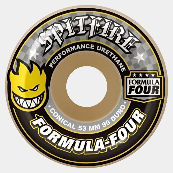 Spitfire Wheels Formula Four 99d Conical Yellow Print White-Black Sheep Skate Shop
