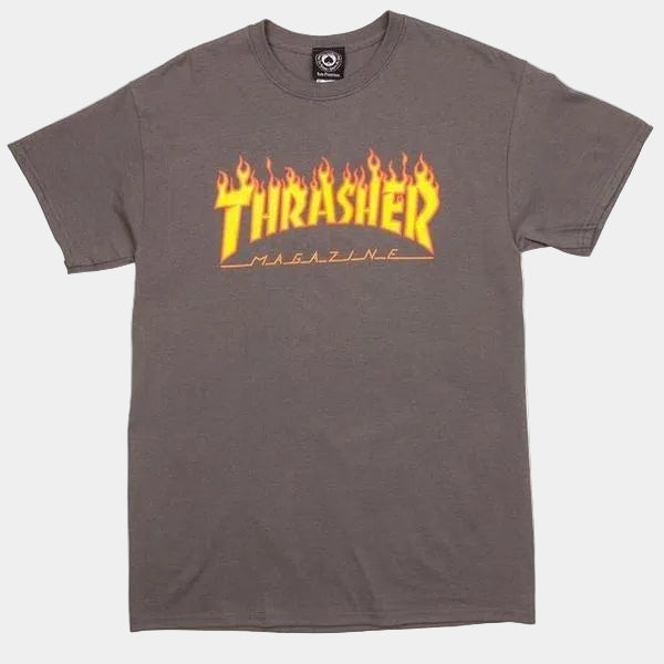 Thrasher Flame Logo T-Shirt Charcoal Grey-Black Sheep Skate Shop