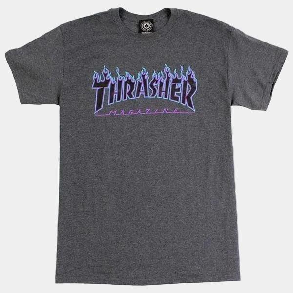 Thrasher Flame Logo T-Shirt Dark Heather Grey-Black Sheep Skate Shop