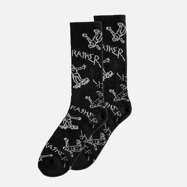 Thrasher Gonz Logo Crew Socks Black-Black Sheep Skate Shop