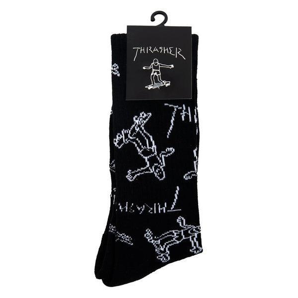 Thrasher Gonz Logo Crew Socks Black-Black Sheep Skate Shop