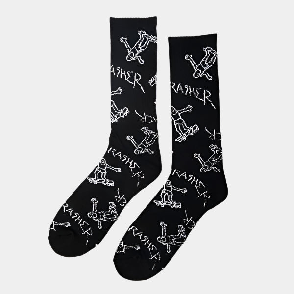 Thrasher Gonz Logo Crew Socks Black-Black Sheep Skate Shop