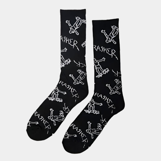 Thrasher Gonz Logo Crew Socks Black-Black Sheep Skate Shop