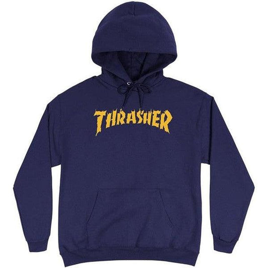 Thrasher Magazine Burn It Down Pullover Hoody Navy Blue-Black Sheep Skate Shop