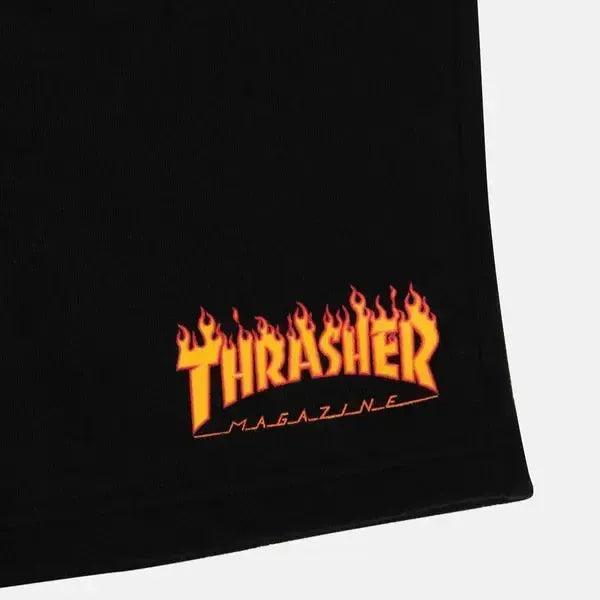 Thrasher Magazine Flame Logo P.E. Sweat Shorts Black-Black Sheep Skate Shop