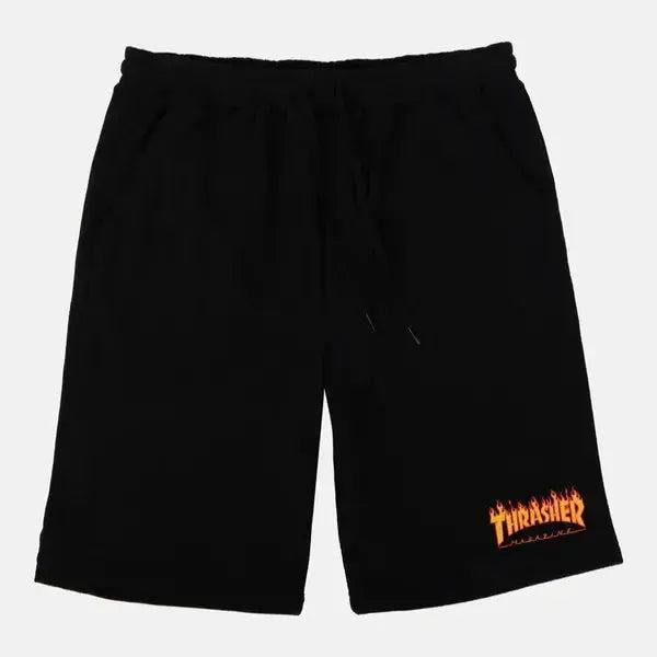 Thrasher Magazine Flame Logo P.E. Sweat Shorts Black-Black Sheep Skate Shop