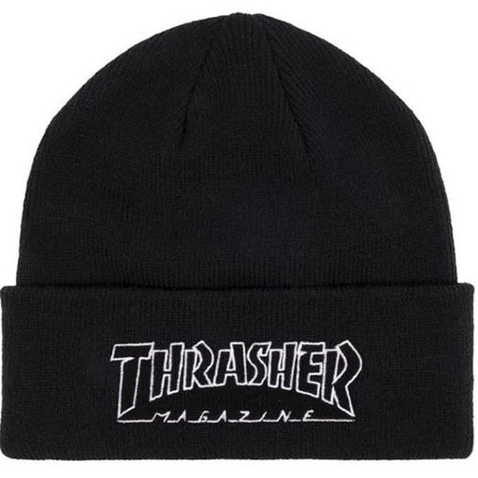 Thrasher Magazine Outlined Logo Beanie Black-Black Sheep Skate Shop
