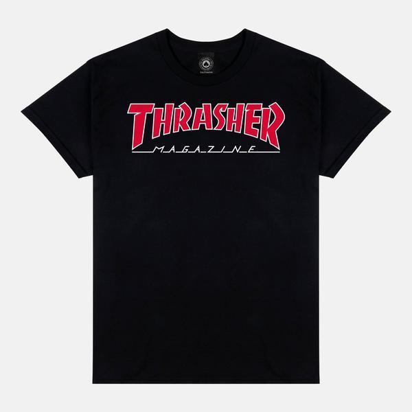 Thrasher Magazine Outlined T-Shirt Black - Red-Black Sheep Skate Shop