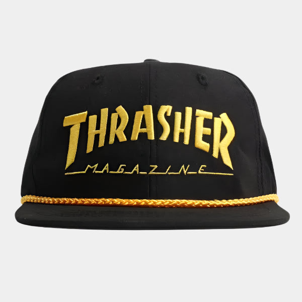 Thrasher Magazine Rope Snapback Hat Black - Gold-Black Sheep Skate Shop