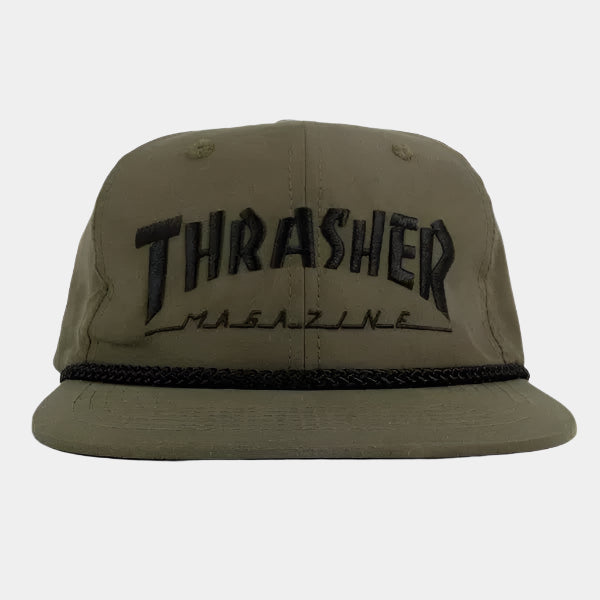 Thrasher Magazine Rope Snapback Hat Olive - Black-Black Sheep Skate Shop