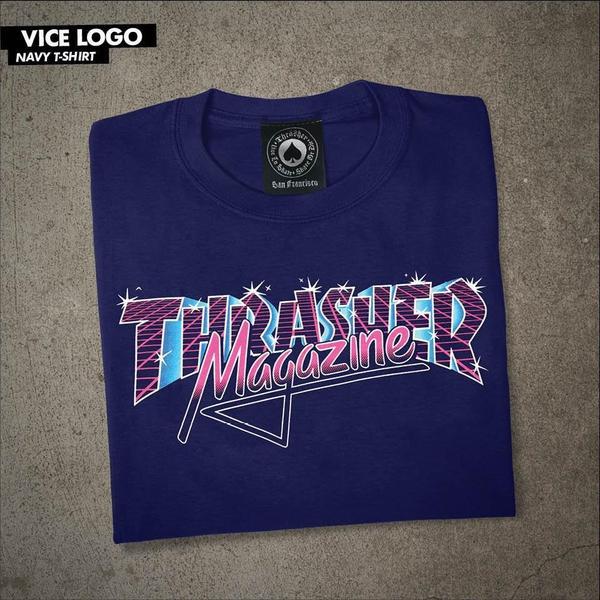Thrasher Vice Logo T-Shirt Navy-Black Sheep Skate Shop