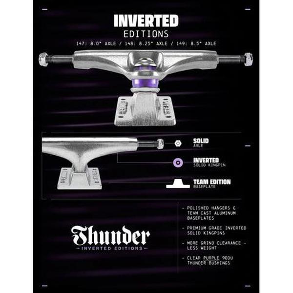 Thunder Trucks Inverted 148 Team Set Polished Silver-Black Sheep Skate Shop