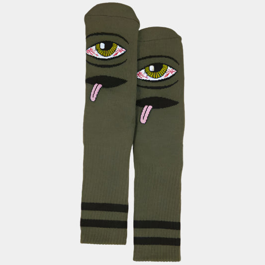 Toy Machine Bloodshot Eye Crew Sock Army-Black Sheep Skate Shop