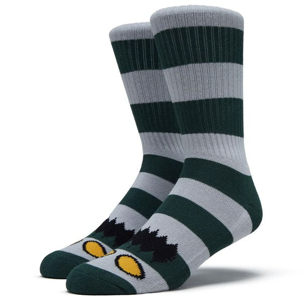 Toy Machine Monster Big Stripe Crew Sock Forest - Grey-Black Sheep Skate Shop