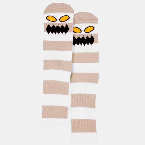 Toy Machine Monster Big Stripe Crew Sock Tan-Black Sheep Skate Shop