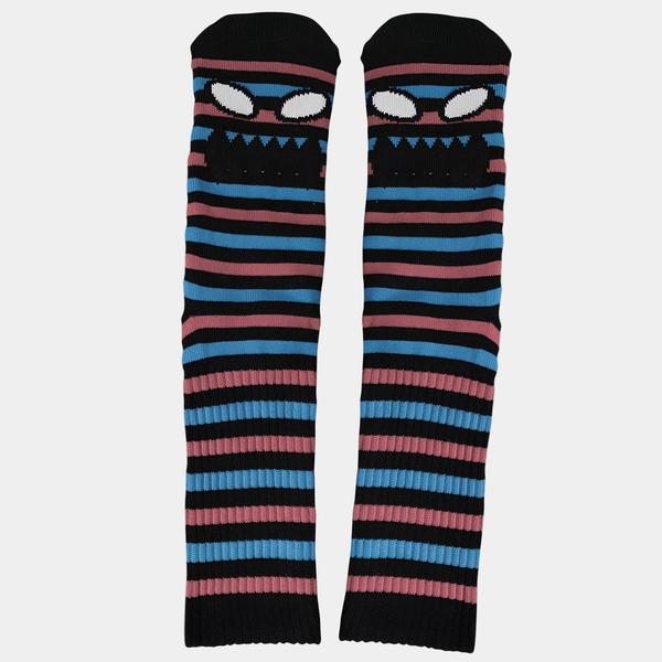 Toy Machine Monster Face Mini Stripes Crew Socks Blue - Black-Black Sheep Skate Shop