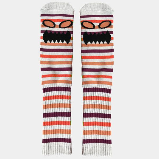 Toy Machine Monster Face Mini Stripes Crew Socks Orange-Black Sheep Skate Shop
