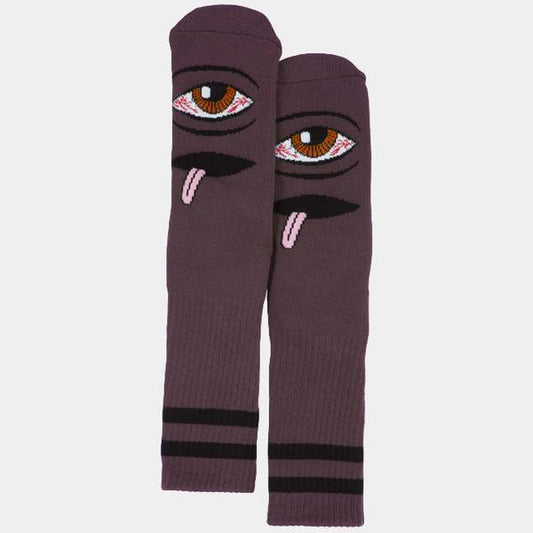 Toy Machine Skateboards Bloodshot Eye Crew Sock Eggplant-Black Sheep Skate Shop