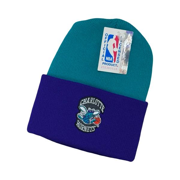 Vintage Deadstock Charlotte Hornets Knit Beanie Teal Purple-Black Sheep Skate Shop