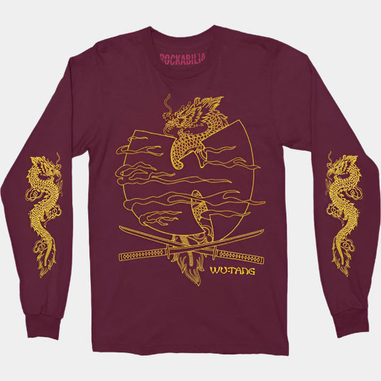 Wu-Tang Crossed Swords Long Sleeve Tee Maroon-Black Sheep Skate Shop