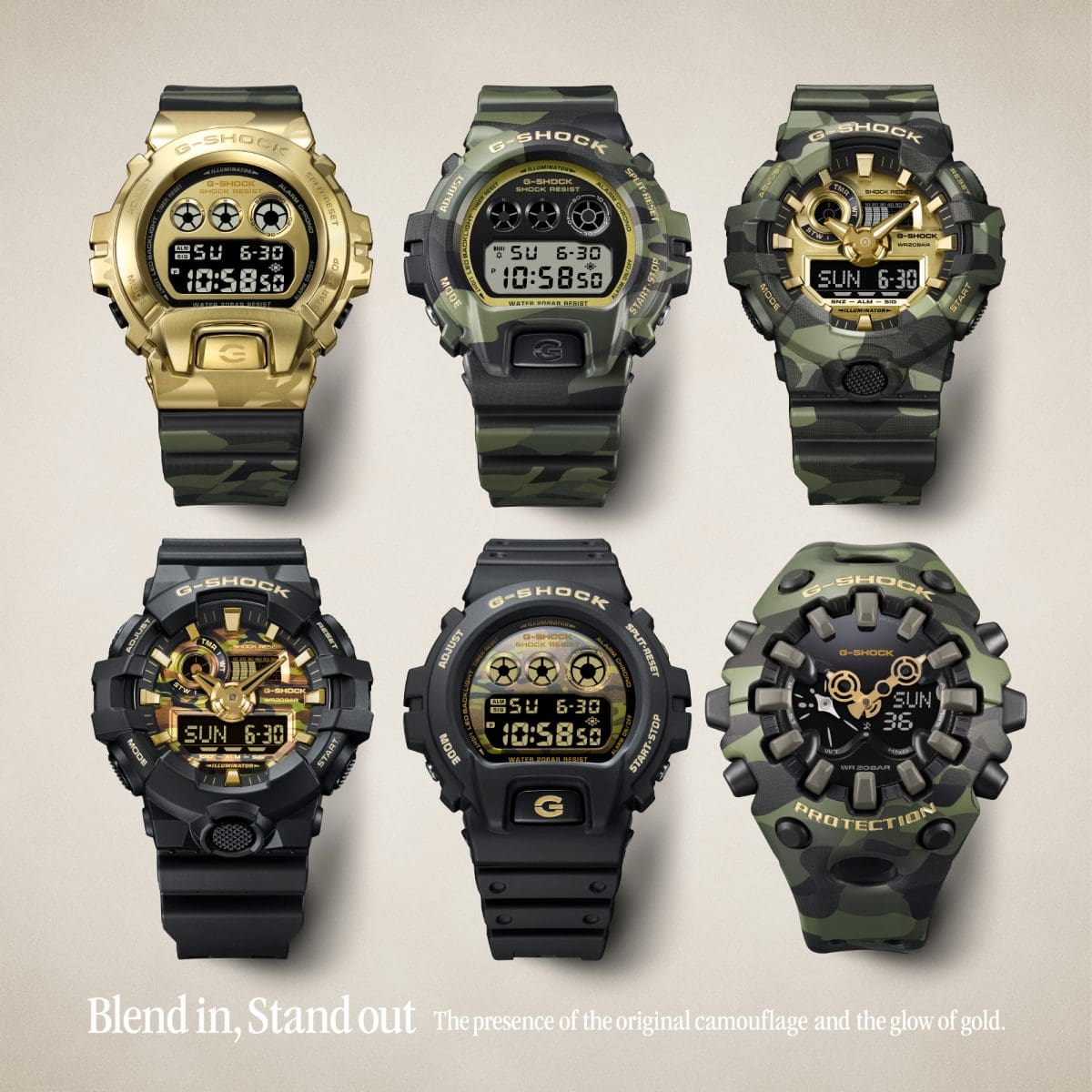 Casio G-Shock Analog-Digital Watch GA700CF-1A Black - Gold Camo