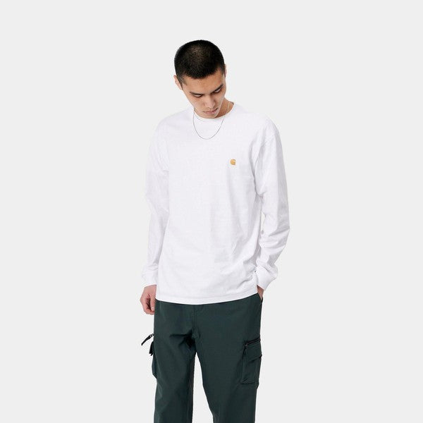 Carhartt WIP Chase Long Sleeve T-Shirt White - Gold-Black Sheep Skate Shop