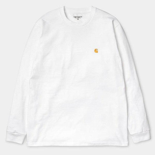 Carhartt WIP Chase Long Sleeve T-Shirt White - Gold-Black Sheep Skate Shop