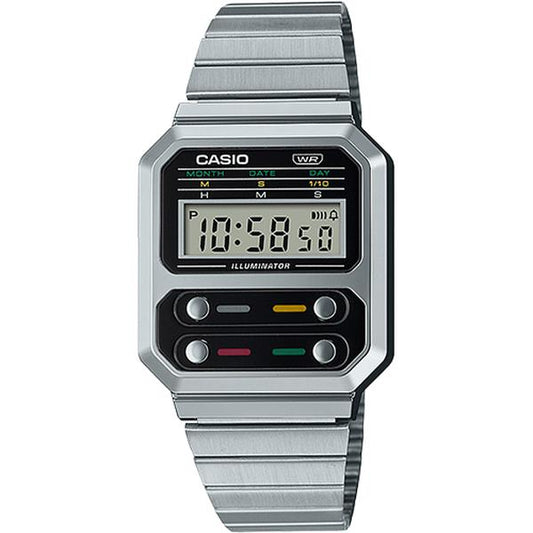 Casio Vintage Collection Digital Watch A100WE-1AVT Silver-Black Sheep Skate Shop