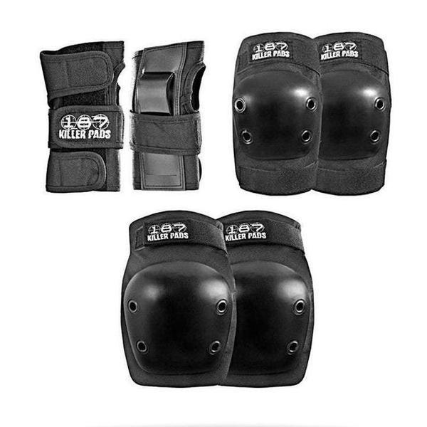 187 Six Pack Adult Pad Set Knee/Elbow/Wrist - Black S/M-Black Sheep Skate Shop