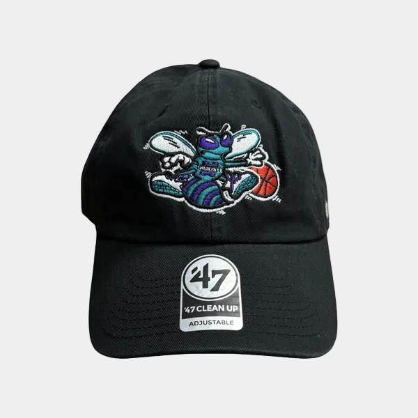 '47 Brand Retro Charlotte Hornets Clean Up Dad Hat Black-Black Sheep Skate Shop