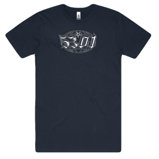 5301 CLT Globe Logo T-Shirt Navy-Black Sheep Skate Shop